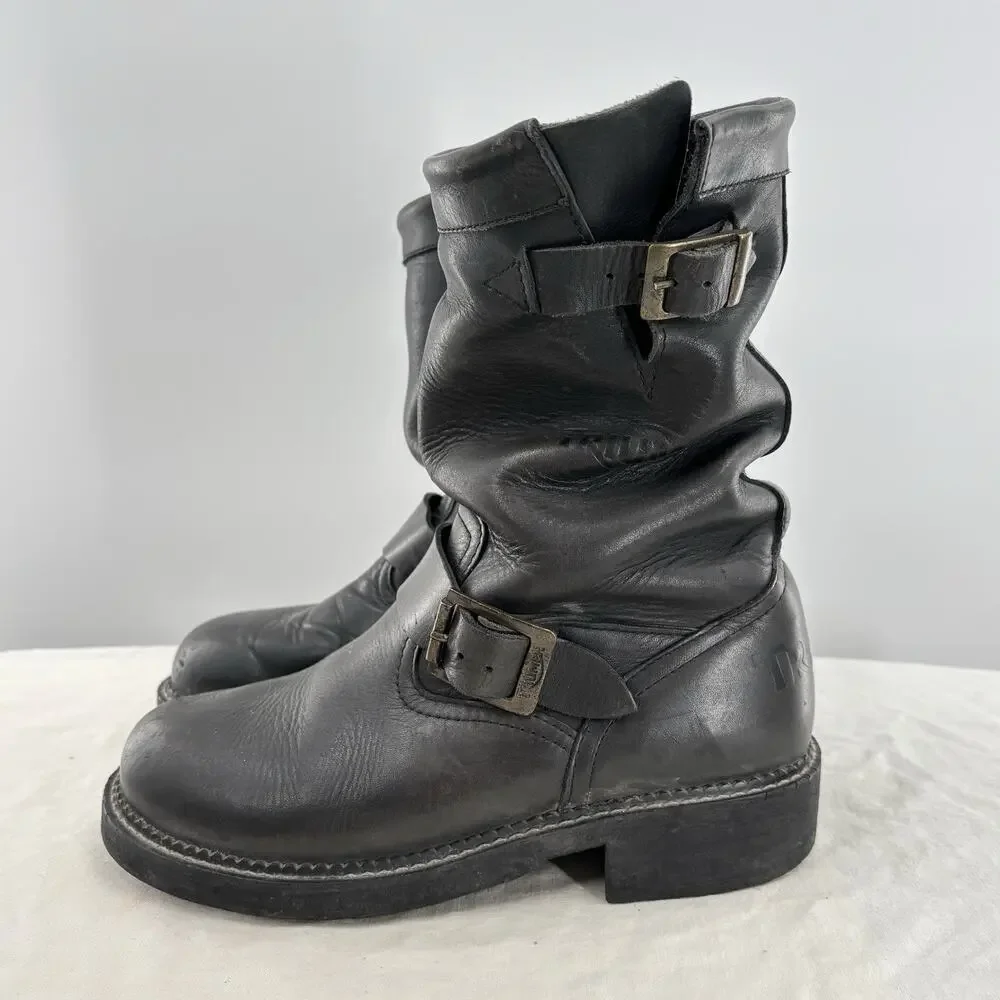 Vtg Triumph Motorcycle Engineer Boots Black Leather Mens 5.5 EU 37 Slovakia